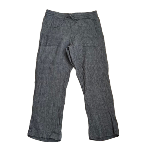 J. Jill Pure Jill Gray Crinkle Linen Stretch Loose Ankle Pants Size Small - Picture 2 of 6